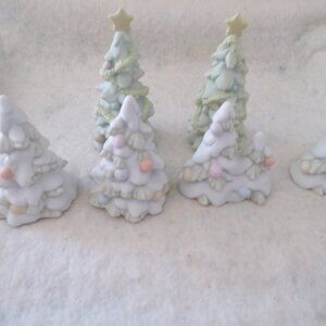 Lot of 6 Sugar Town Precious Moments Christmas Trees